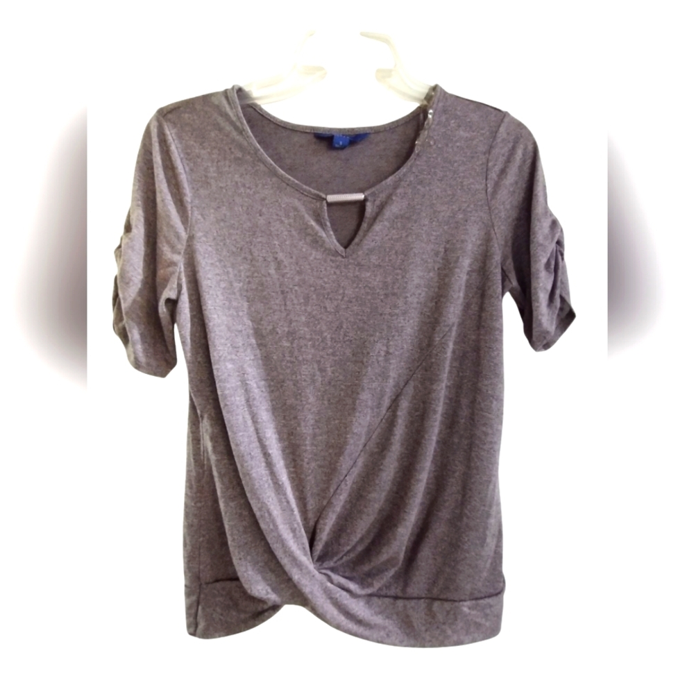 EUC Apt 9 Gray Rose Gold Women's Top Shirt With Silver Embellishment SMALL - Picture 1 of 7